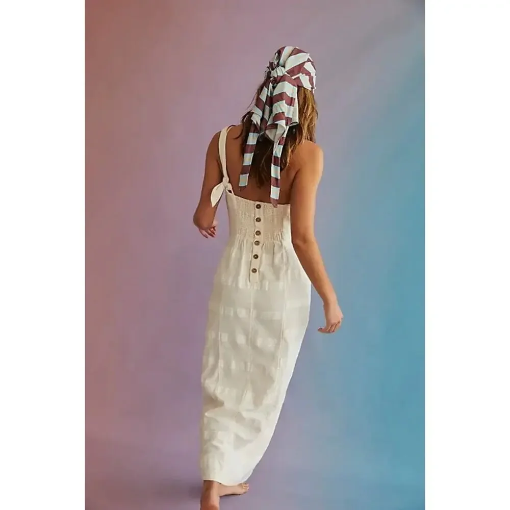 New FREE PEOPLE At Leisure Midi Wrap Dress ONE SHOULDER $98 SMALL Wet Plaster